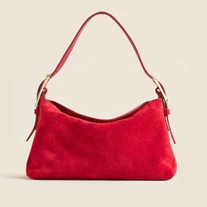 J.CREW Berkeley Shoulder Suede Bag in Radiant Ruby